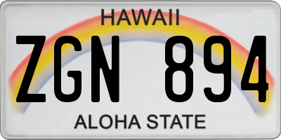 HI license plate ZGN894