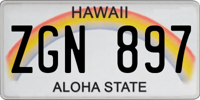 HI license plate ZGN897