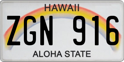 HI license plate ZGN916