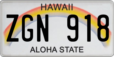 HI license plate ZGN918