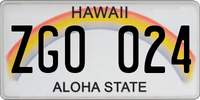 HI license plate ZGO024