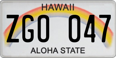HI license plate ZGO047