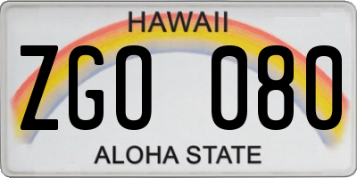 HI license plate ZGO080