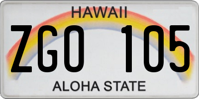 HI license plate ZGO105