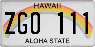 HI license plate ZGO111
