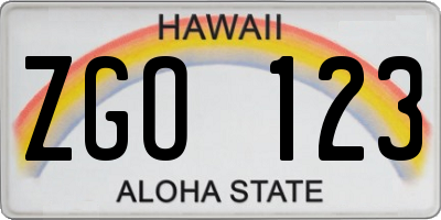 HI license plate ZGO123