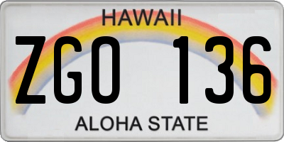 HI license plate ZGO136