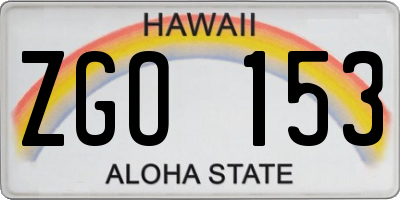 HI license plate ZGO153