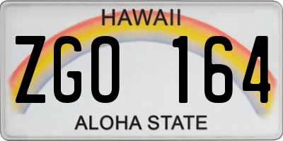 HI license plate ZGO164