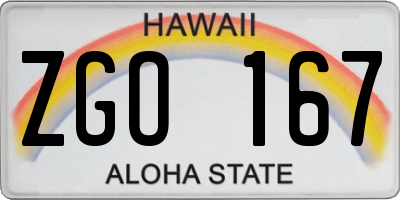 HI license plate ZGO167