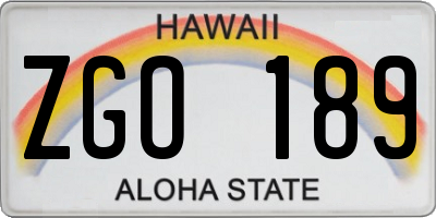 HI license plate ZGO189