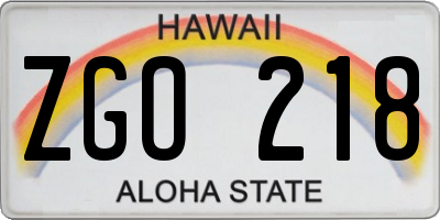 HI license plate ZGO218
