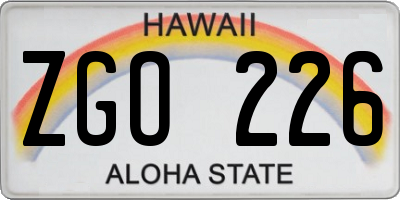 HI license plate ZGO226