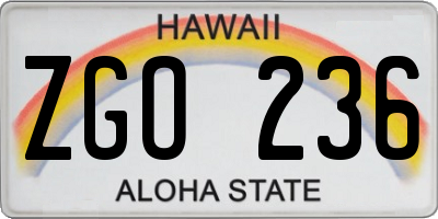 HI license plate ZGO236
