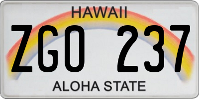 HI license plate ZGO237