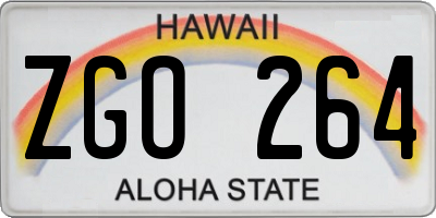 HI license plate ZGO264