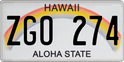 HI license plate ZGO274