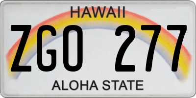 HI license plate ZGO277