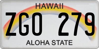 HI license plate ZGO279