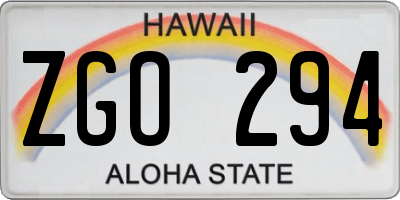 HI license plate ZGO294