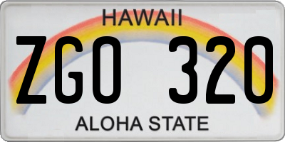 HI license plate ZGO320