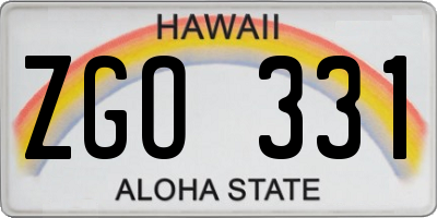 HI license plate ZGO331