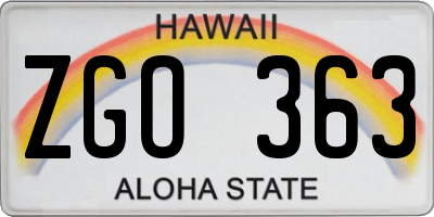 HI license plate ZGO363