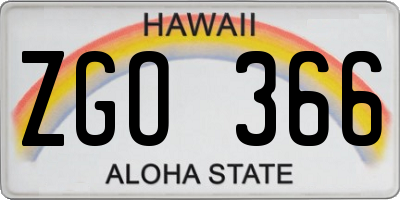 HI license plate ZGO366