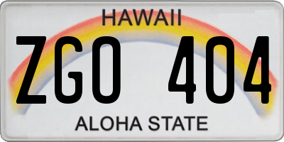 HI license plate ZGO404