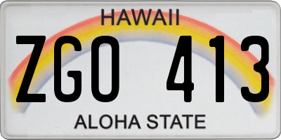HI license plate ZGO413
