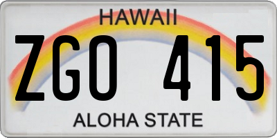 HI license plate ZGO415