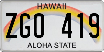 HI license plate ZGO419