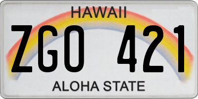 HI license plate ZGO421
