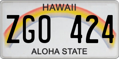 HI license plate ZGO424