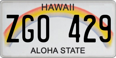 HI license plate ZGO429