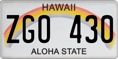 HI license plate ZGO430