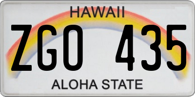 HI license plate ZGO435