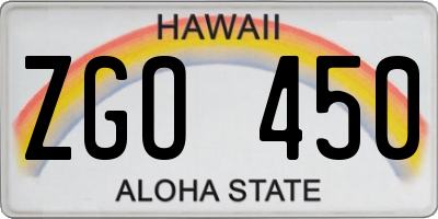 HI license plate ZGO450