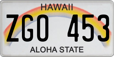 HI license plate ZGO453