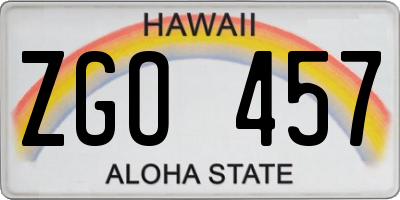 HI license plate ZGO457