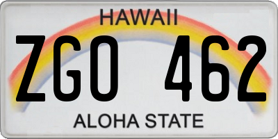 HI license plate ZGO462
