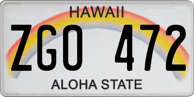 HI license plate ZGO472