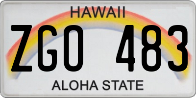 HI license plate ZGO483