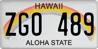 HI license plate ZGO489