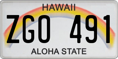 HI license plate ZGO491
