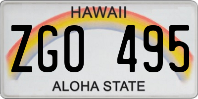 HI license plate ZGO495