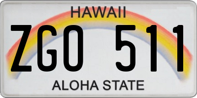 HI license plate ZGO511