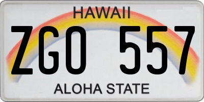 HI license plate ZGO557