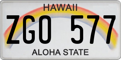 HI license plate ZGO577
