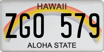 HI license plate ZGO579